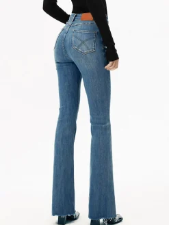 High-Waist Denim Bootcut Jeans Jeans|Pants