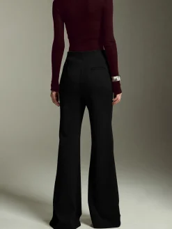 High-Waist Jersey Bootcut Pants Pants|Bottoms