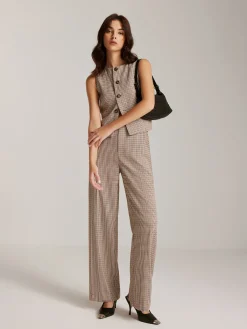 Sale High-Waist Plaid Belted Pants Pants|Matching Sets
