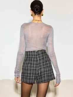 Clearance High-Waist Plaid Wide-Leg Shorts Bottoms
