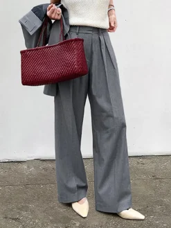 Hot High-Waist Pleated Thin Pants Pants|Bottoms