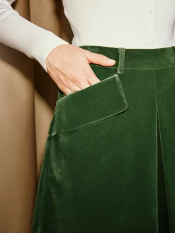 Best High-Waist Pockets Velvet Mini Skirt Bottoms