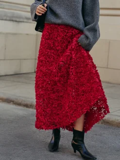 Online High-Waist Rosette Skirt Skirts|Matching Sets