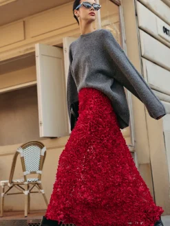 Online High-Waist Rosette Skirt Skirts|Matching Sets