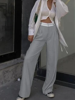 New Highway Reverse Waistband Wide Leg Dress Pants Wide Leg|Pants