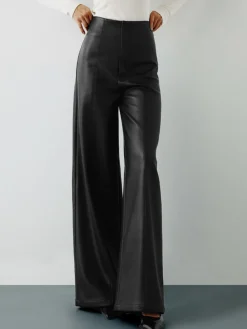 Best High-Wist PU Leather Wide-Leg Pants Pants|Bottoms