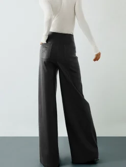 Best High-Wist PU Leather Wide-Leg Pants Pants|Bottoms