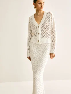Best Hollow Lined Maxi Skirt Set Skirt Sets|Long Sleeve Sets