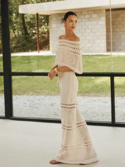 Hollow Out Off-Shoulder Maxi Dress With A Shawl Casual Dresses|Vacation Dresses
