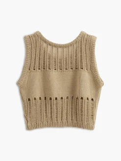 Hollow Out Stretch Sweater Vest Sweater Vests|Sweaters & Cardigans