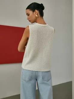 Online Hollow Sleeveless Knit Cardigan Cardigans|Sweaters & Cardigans