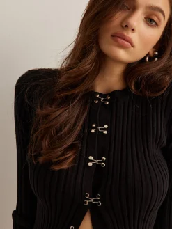 Sale Hook Front Skinny Knit Top Sweater Tops|Sweaters & Cardigans