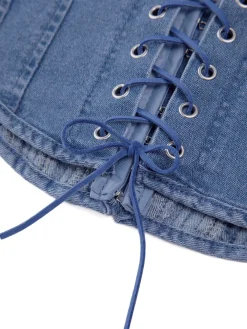 Best Hook-and-Eye Tie Back Tube Denim Top Tank Tops & Camis|Denim