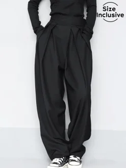 Discount Hook-and-Loop Fastener Wide Leg Velcro Pants Wide Leg|Pants