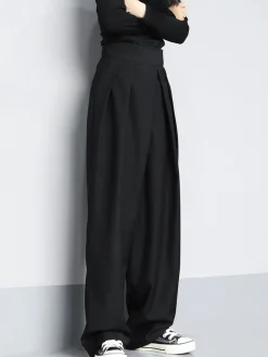Discount Hook-and-Loop Fastener Wide Leg Velcro Pants Wide Leg|Pants