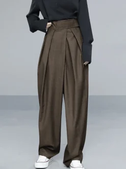Discount Hook-and-Loop Fastener Wide Leg Velcro Pants Wide Leg|Pants