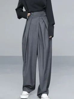 Discount Hook-and-Loop Fastener Wide Leg Velcro Pants Wide Leg|Pants