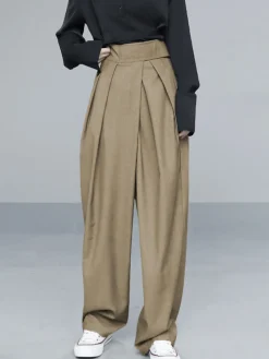 Discount Hook-and-Loop Fastener Wide Leg Velcro Pants Wide Leg|Pants