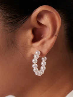 Outlet Hoop Pearl Earrings Earrings|Accessories