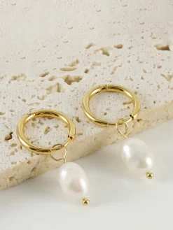 Online Hoop-Ring Pearl Drop Earrings Earrings|Accessories