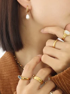 Online Hoop-Ring Pearl Drop Earrings Earrings|Accessories