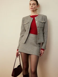 New Houndstooth A-Line Mini Skirt Skirts|Matching Sets