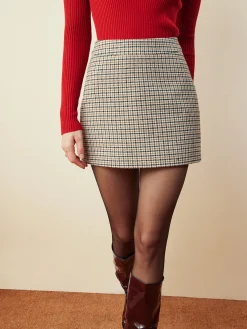 New Houndstooth A-Line Mini Skirt Skirts|Matching Sets