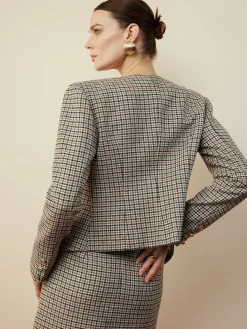 Clearance Houndstooth Button Short Blazer Outerwear|Blazers