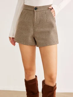 Houndstooth Button Shorts Shorts|Bottoms