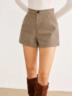 Houndstooth Button Shorts Shorts|Bottoms