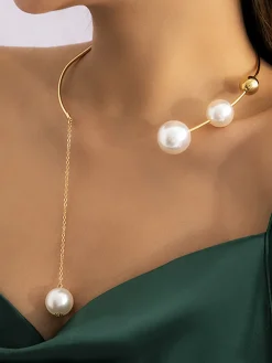 Clearance Imitation Pearl Choker Pendant Necklace Necklaces|Accessories