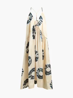Online Ink Ripple Leisure Long Dress White Dresses|Casual Dresses