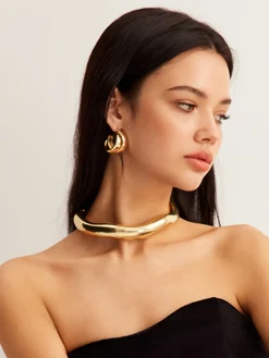 Outlet Irregular Lava Chunky Open Choker Necklaces|Accessories
