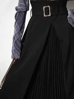 Irregular Package Belted Midi Skirt Skirts|Bottoms