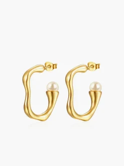 Outlet Irregular Pearl Hoop Earrings Earrings|Accessories