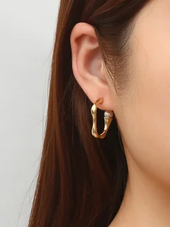 Outlet Irregular Pearl Hoop Earrings Earrings|Accessories