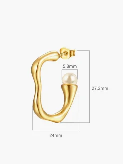 Outlet Irregular Pearl Hoop Earrings Earrings|Accessories
