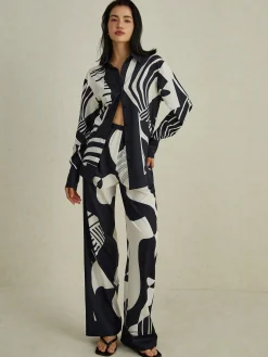 Sale Irregular Print Wide Leg Pants Set Pants Sets|Wide Leg