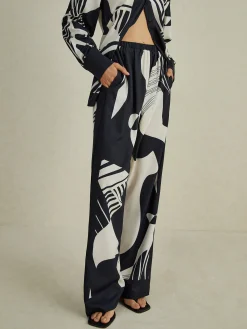 Sale Irregular Print Wide Leg Pants Set Pants Sets|Wide Leg