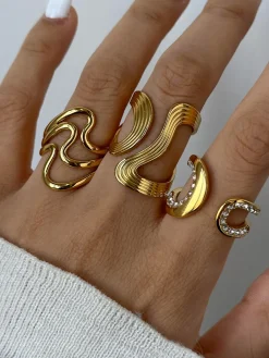 Discount Irregular Ripple Open Ring Rings & Bracelets|Accessories