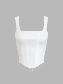 Clearance Ivory Glow Tied Crop Corset Top Corset Tops|Crop Tops
