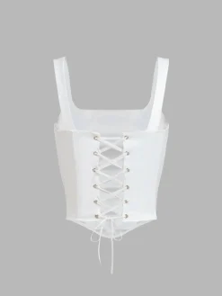 Clearance Ivory Glow Tied Crop Corset Top Corset Tops|Crop Tops