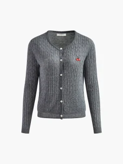 Jacquard Cable Knit Cardigan Cardigans|Sweaters & Cardigans