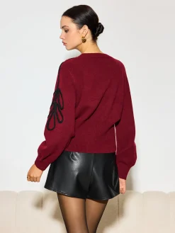 Clearance Jacquard Cinched Waist Knit Top Knitwear|Tops