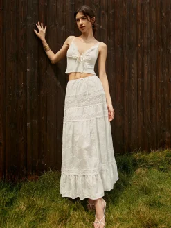 Online Jacquard Cotton Blends Maxi Skirt Skirts|Matching Sets