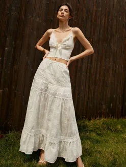 Online Jacquard Cotton Blends Maxi Skirt Skirts|Matching Sets