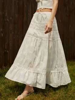 Online Jacquard Cotton Blends Maxi Skirt Skirts|Matching Sets