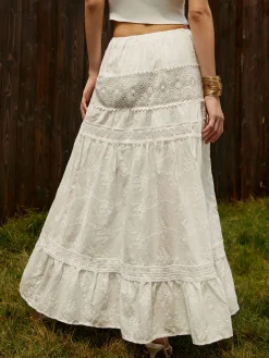Online Jacquard Cotton Blends Maxi Skirt Skirts|Matching Sets
