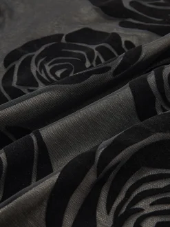 Jacquard Floral Asymmetrical Long Dress Black Dresses|Casual Dresses