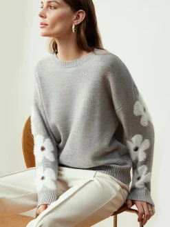 New Jacquard Floral Knit Top Sweater Tops|Sweaters & Cardigans